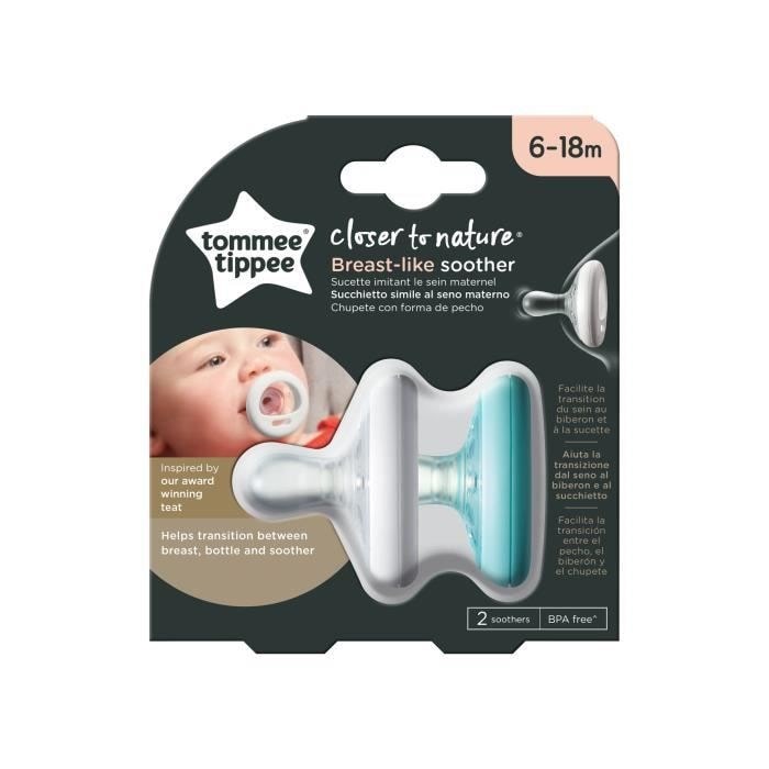 Tommee tippee sucette ctn - forme naturelle x2 6-18 mois TOMMEE TIPPEE Pas  Cher 
