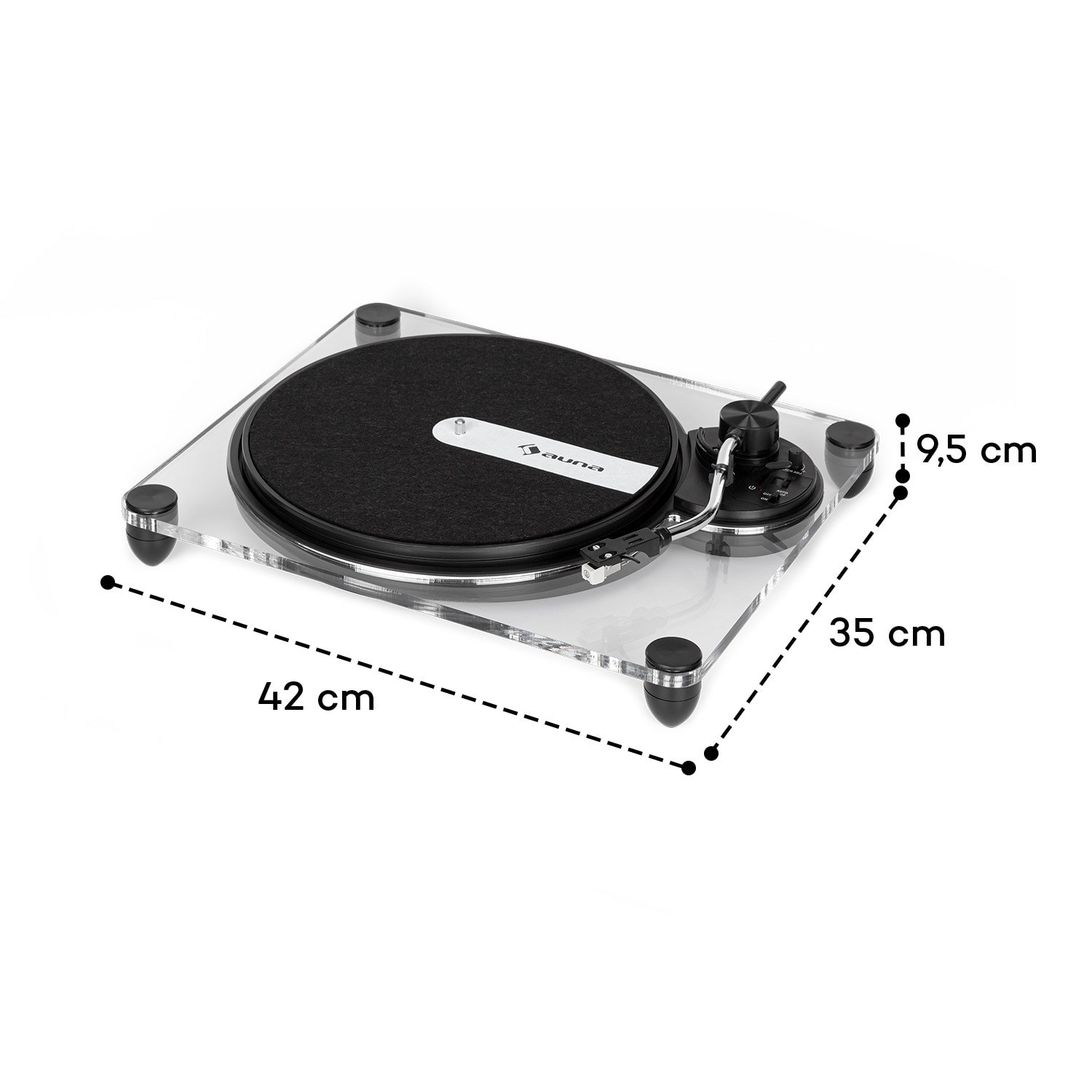 Auna pureness platine vinyle acrylique, 2 vitesses : 33 1/3 & 45 t/mn,  préamplificateur, transparent AUNA