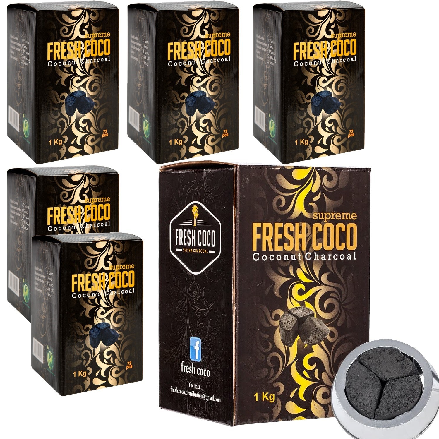 Pack 6 kg charbon chicha naturel fresh coco pour systeme de chauffe FRESH  COCO