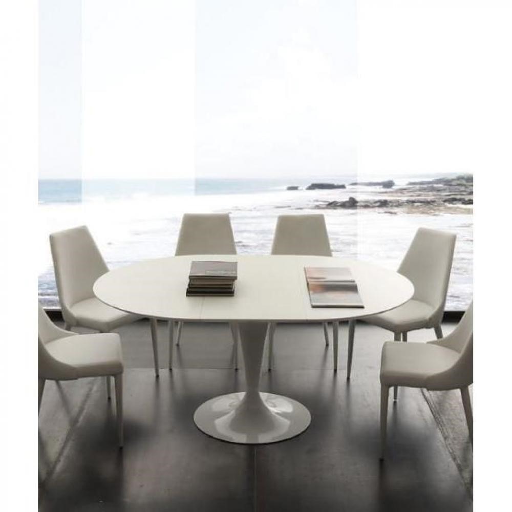 Table de repas extensible tulipe island 120 cm laque quartz blanc LA