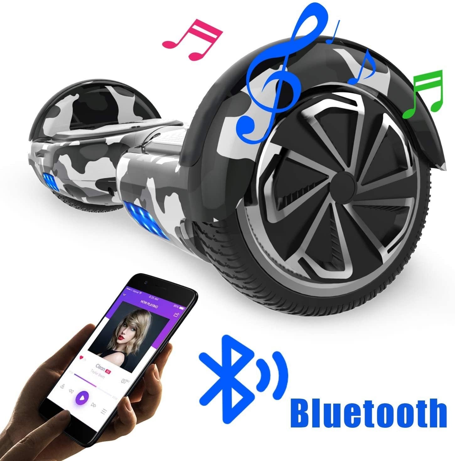 Hoverboard, self balancing scooter bluetooth 6.5 pouces with hoverkart  overboard gyropode cadeau pour les enfants EVERCROSS