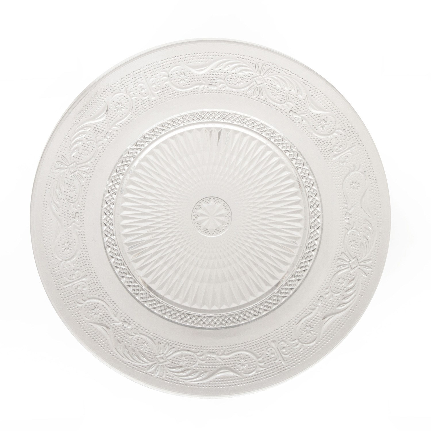 Lot De 6 Assiettes à Dessert Transparentes Renaissance - Diamètre 20cm, Motif Imprimé, Verre