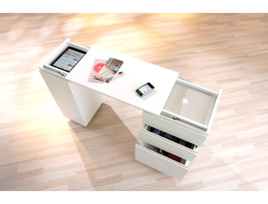 Bureau sur roulettes pour ordinateur portable - blanc Moderne - Interlink