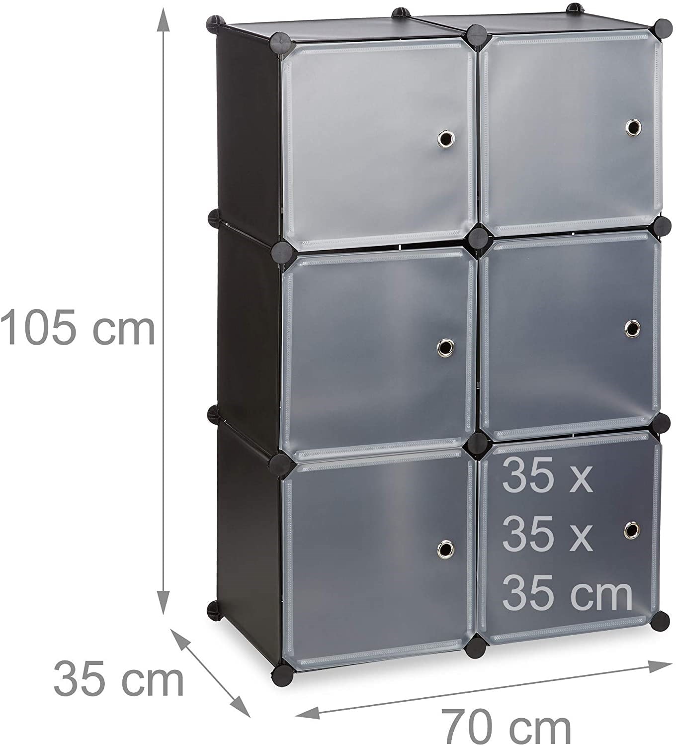 Armoire étagère système de rangement plastique avec 6 portes noir 13