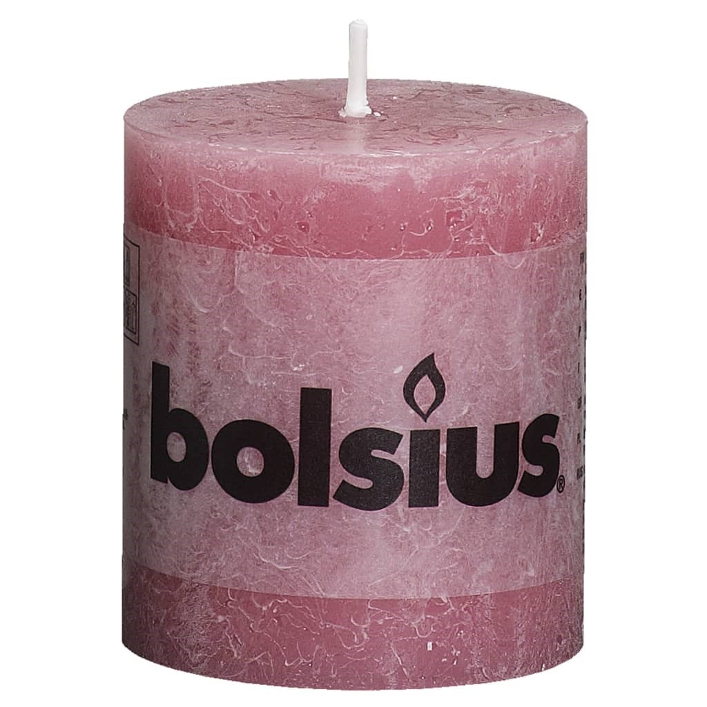 Bougies Pilier Rustiques Shine 4 Pcs 80x68 Mm Rouge Velours Bolsius