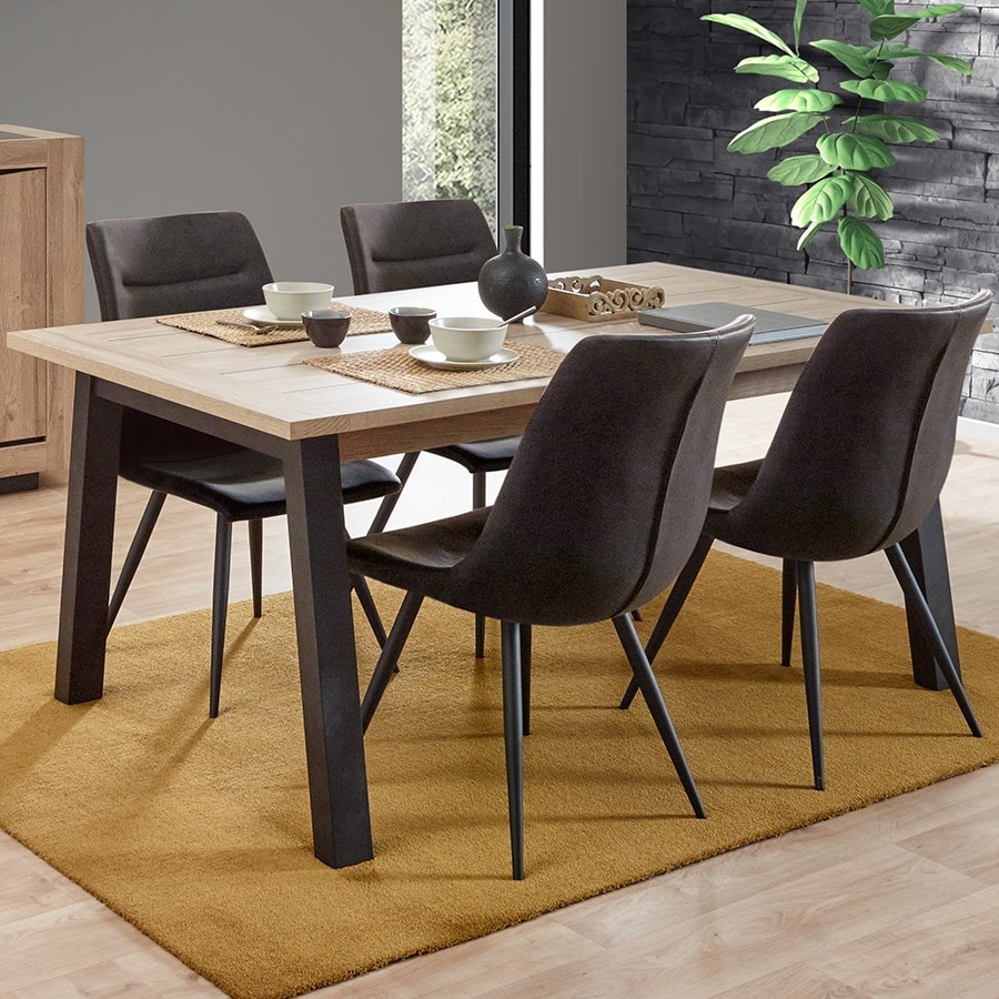 Table extensible couleur chêne clair nellie NOUVOMEUBLE Pas Cher