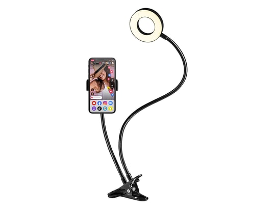 LAMPE TELEPHONE A SELFIE ANNEAU LUMINEUX LED FLASH LUMIERE DE COULEUR BLANC