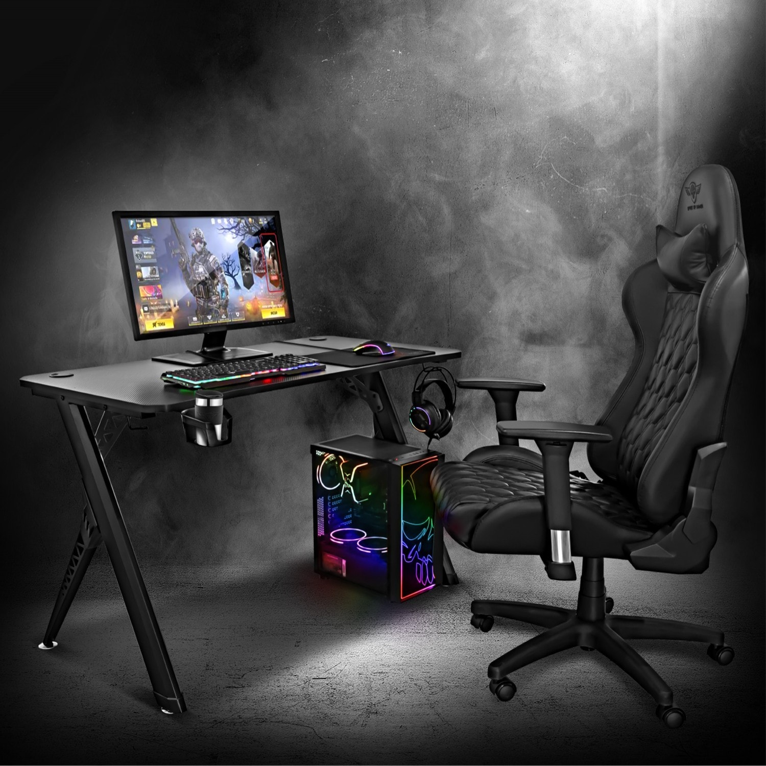 Bureau Gaming Headquarter Design Futuriste Pieds R Glables