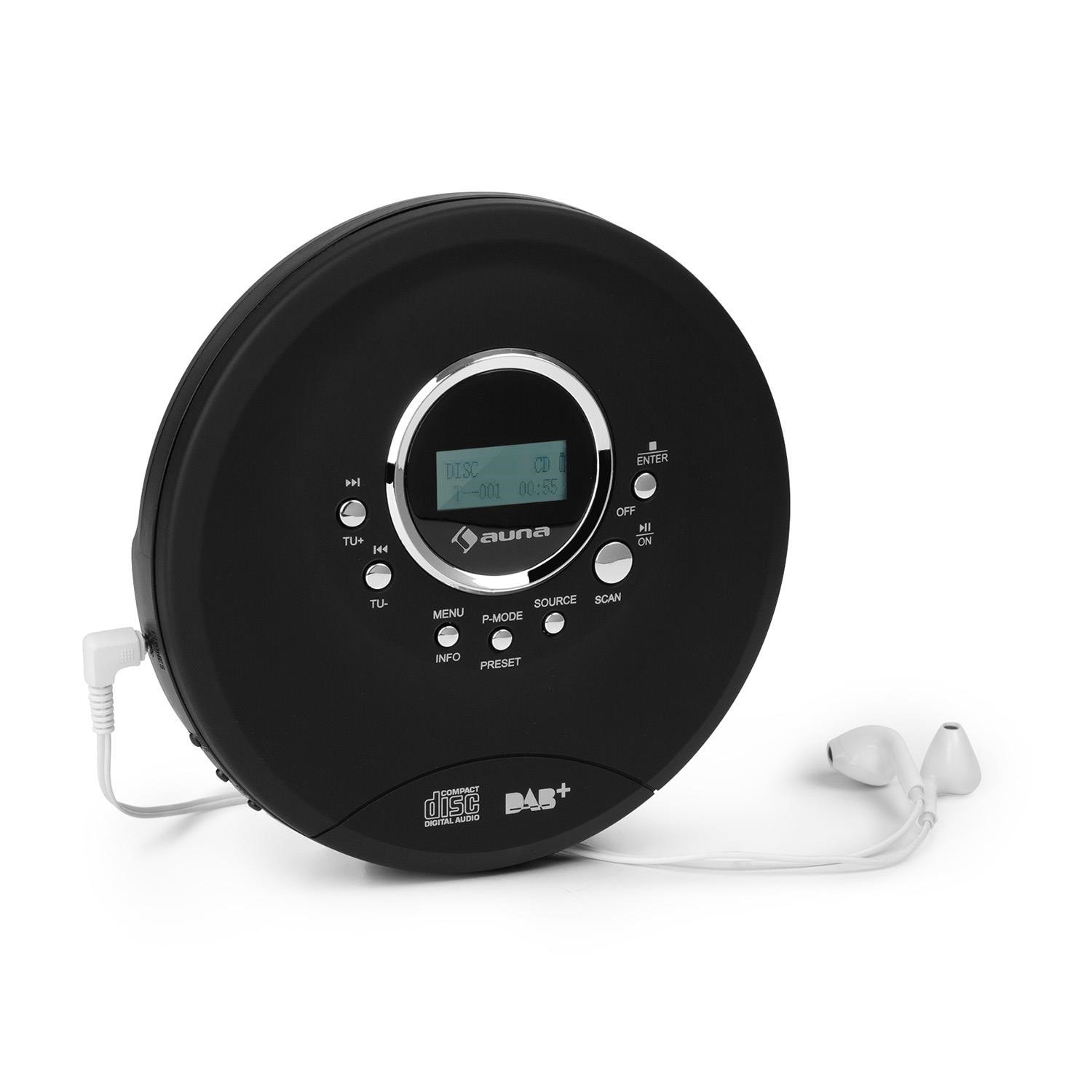 Lecteur CD portable, radio DAB+, Bluetooth et casque stéréo intra