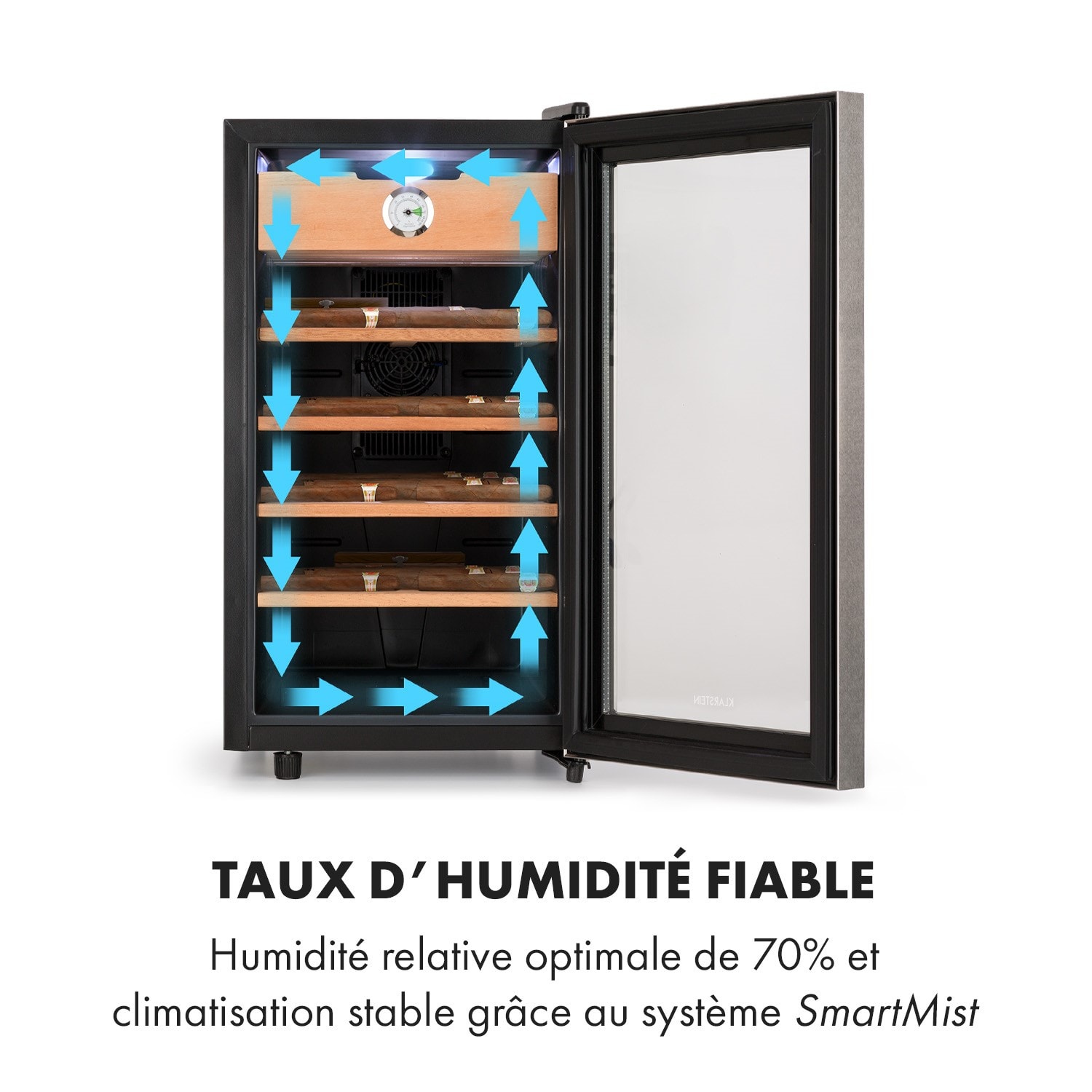 Klarstein el presidente 48 humidor 48l cave à cigares de luxe porte