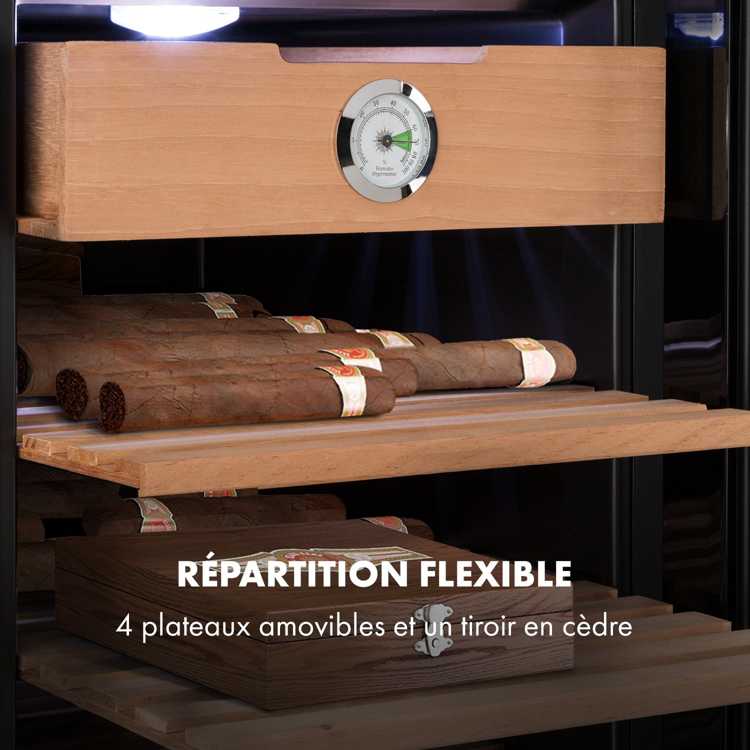 Klarstein el presidente 48 humidor 48l cave à cigares de luxe porte