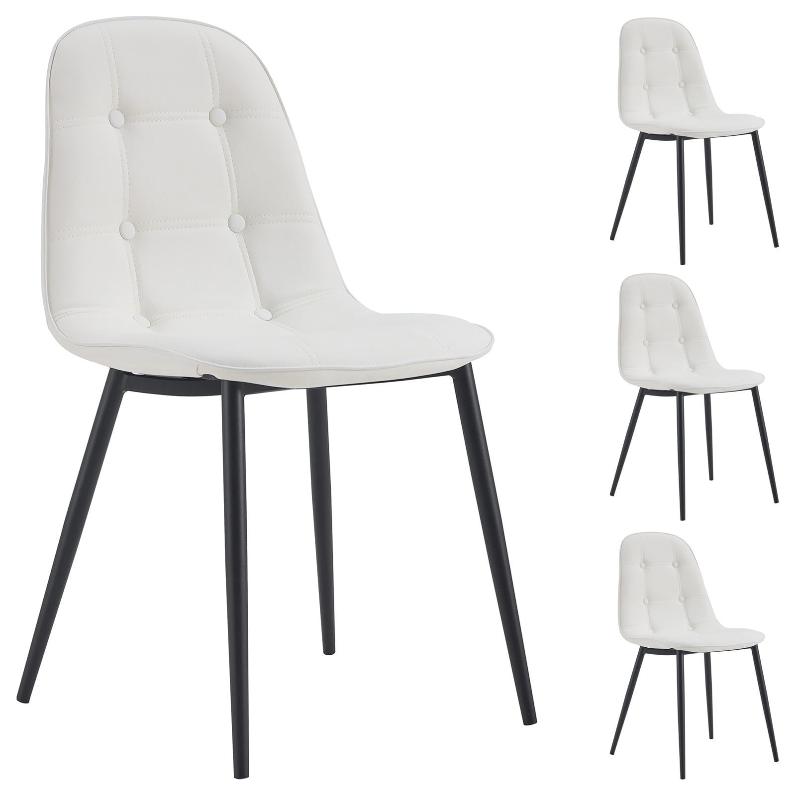 Lot de 4 chaises de salle à manger avec boutons capitonnés, assise