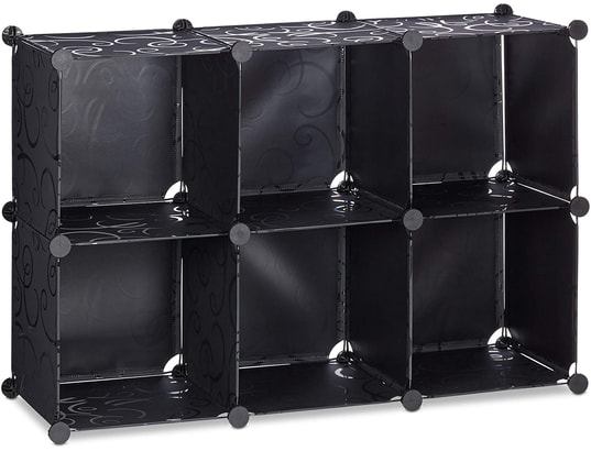 Étagère rangement 6 casiers plastique modulable diy assemblage plug in  bibliothèque noir 13_0001188_2 HELLOSHOP26 Pas Cher 