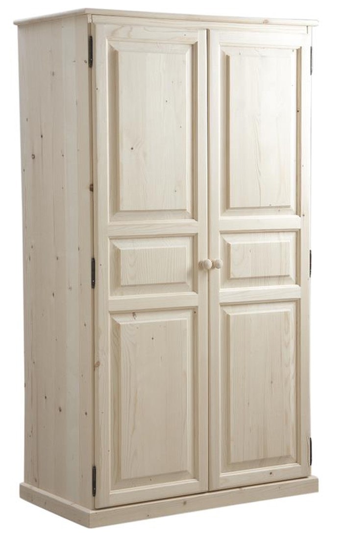 Armoire de rangement en bois brut avec 2 portes 100 x 56 x 180 cm PEGANE