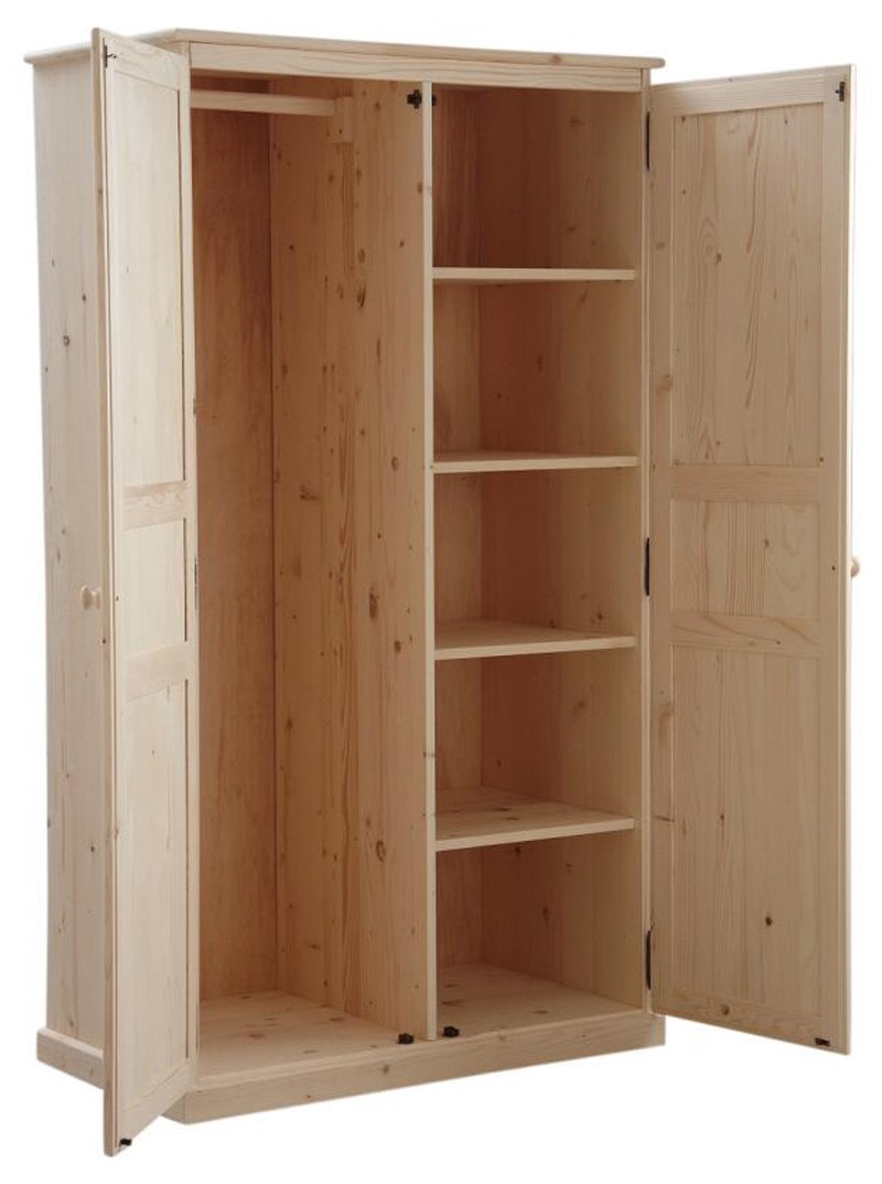 Armoire de rangement en bois brut avec 2 portes - 100 x 56 x 180 cm PEGANE