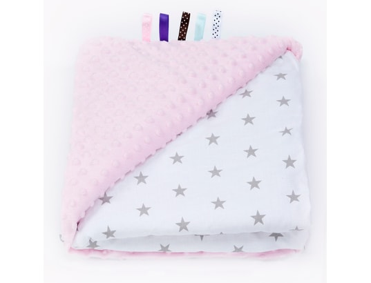 Sevira kids - couverture bébé en coton et minky, étoiles rose 100 x 75 cm  SEVIRA KIDS Pas Cher 