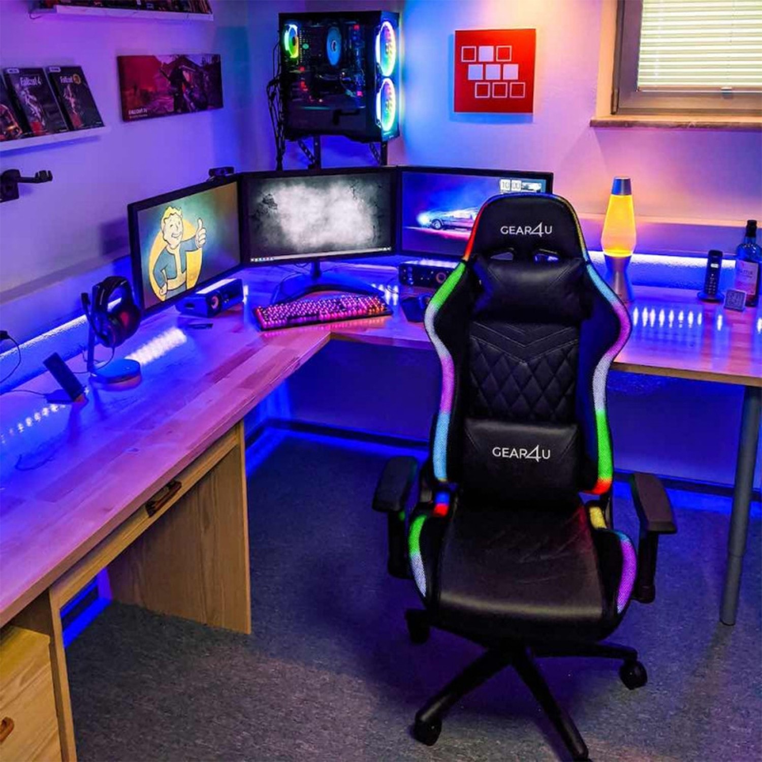 Fourze ✓ Chaise Gaming RGB / Siège gamer LED pas cher !