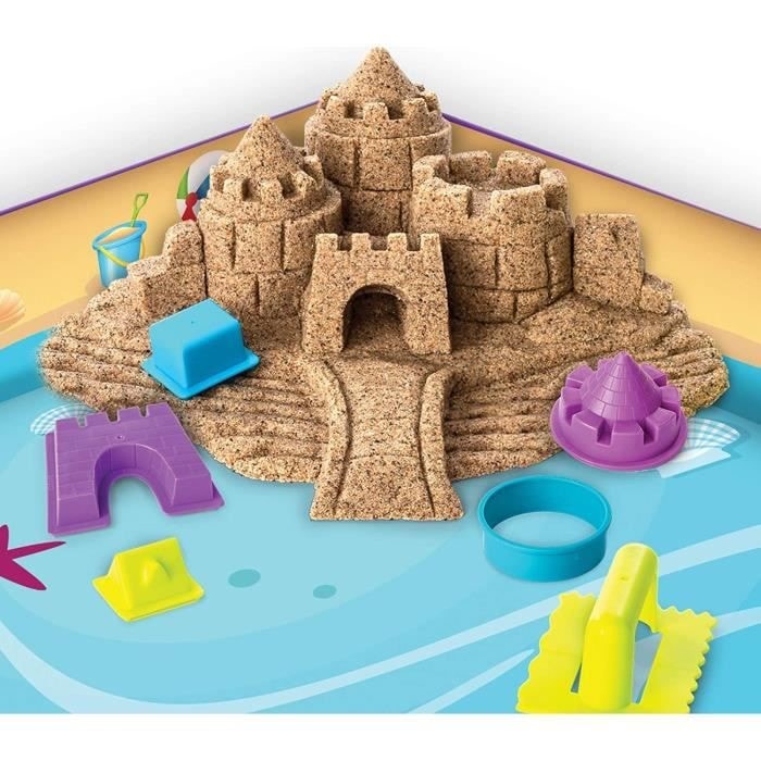 Kinetic sand - sable magique - coffret plage 340g + 9 accessoires