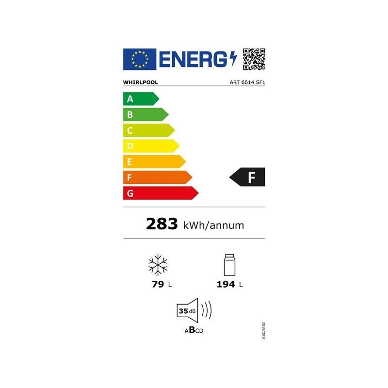 Réfrigérateur congélateur encastrable 273L - ART6614SF1 - Whirlpool -  Whirlpool