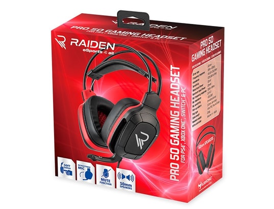 RAIDEN - Casque gamer avec micro pro gaming 50 pour ps4 xbox one pc  nintendo switch edition esport rouge