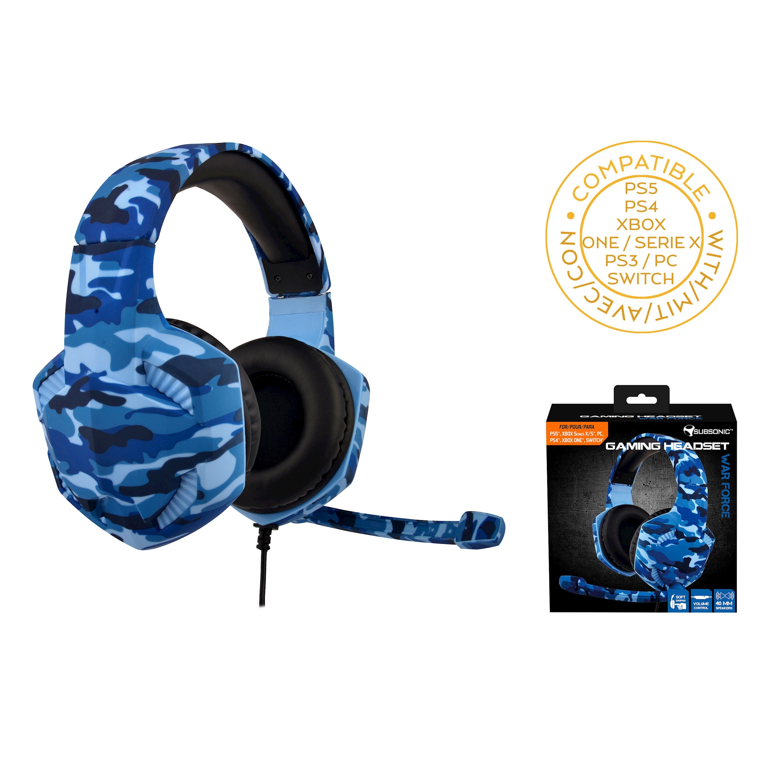 Casque gaming war force avec micro pour ps5 ps4 xnox serie x/s