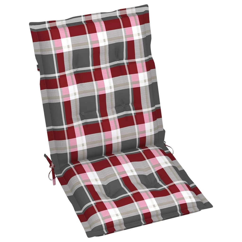 Vidaxl coussins de chaise de jardin 4 pcs carreaux rouges 100x50x7 cm