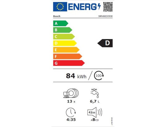 Lave vaisselle tout integrable 60 cm SMV6ECX93E, Série 6, 13 couverts, 8  prog, 42 db