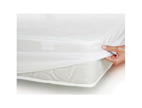 Protège matelas - mixte 80% coton 20% polyester - imperméabilisé - blanc -  140x190 cm ROUPILLON