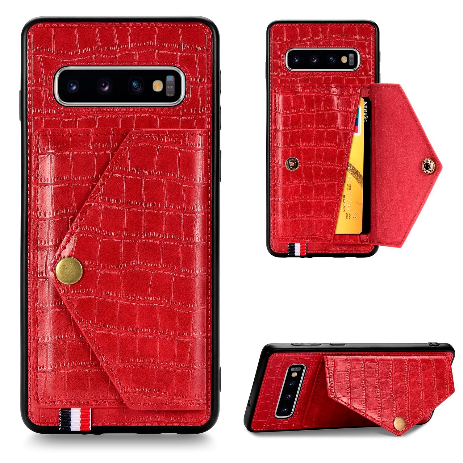 Housse etui coque de protection pour samsung galaxy s10 rouge avec