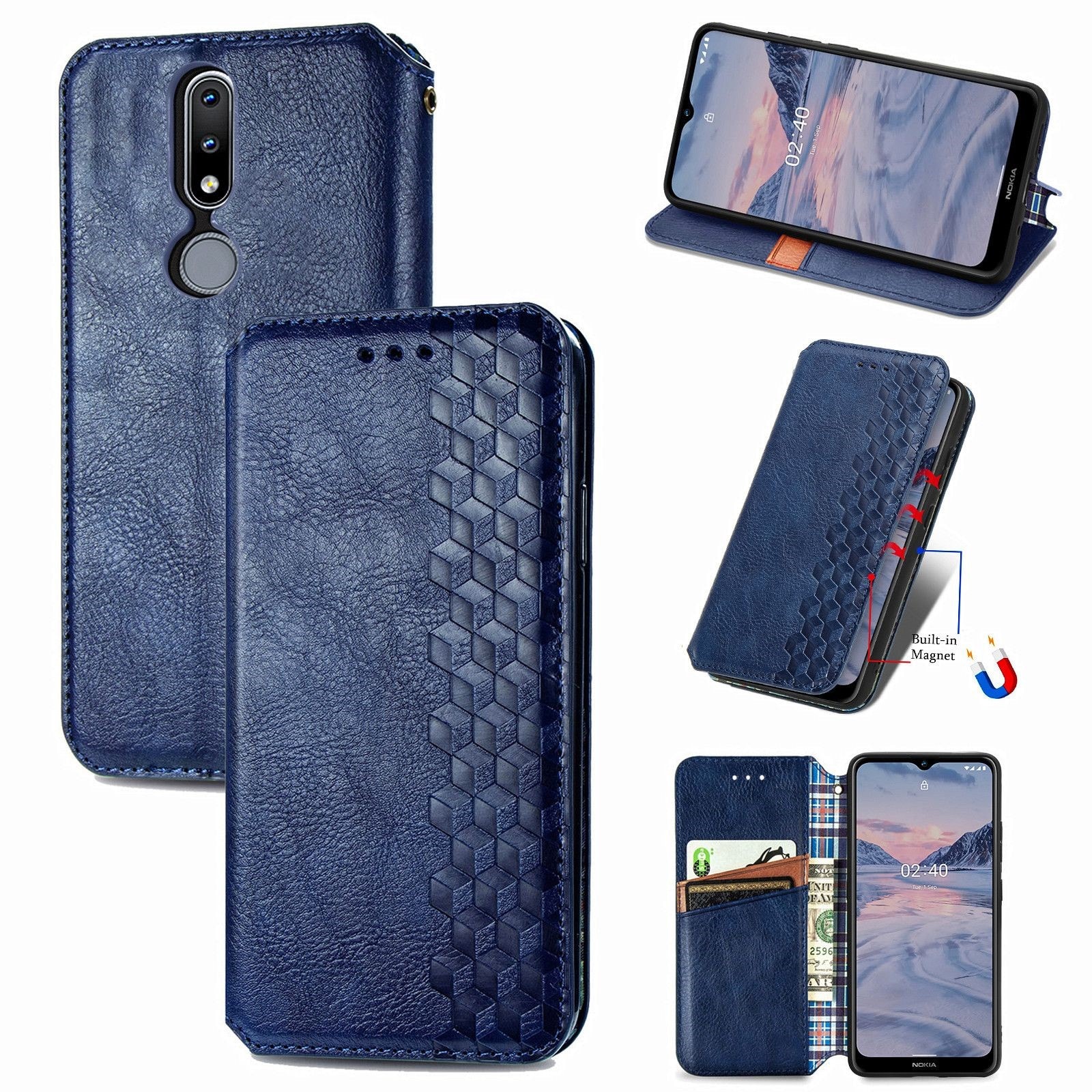 Étui vertical pour nokia 220 dual sim en cuir véritable à rabat vertical pour téléphone portable avec une passant de ceinture à l'arrière