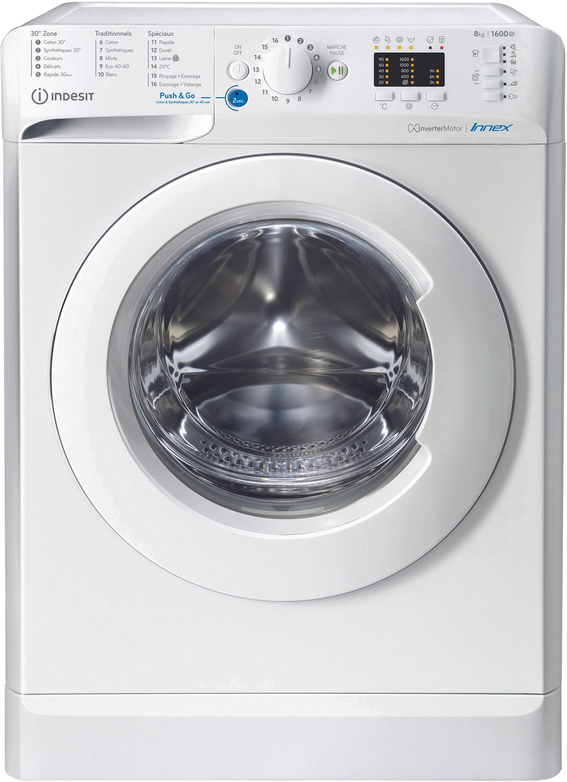 Machine à laver 8 Kilos Indesit Lave-linge frontale Classe énergétique A+ 