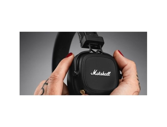 Marshall major iv - casque sans fil bluetooth - 80h d'autonomie -  coussinets d'oreillettes doux - option charge sans fil - noir MARSHALL Pas  Cher 