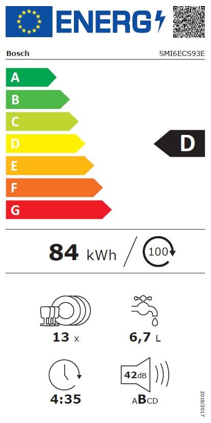 Lave vaisselle integrable 60 cm SMI6ECS93E bandeau Metallic 42 dB