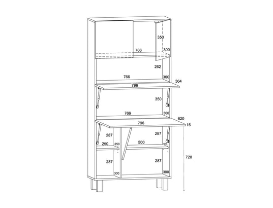 Armoire placard convertible en bureau et table de télétravail homi sonoma  chene 175x80x32cm BIM FURNITURE Pas Cher 