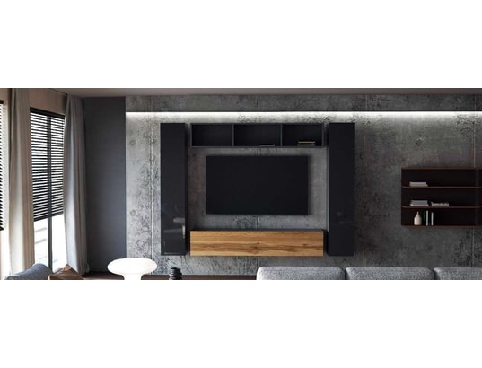 meuble suspendu noir laqu�