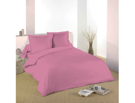 Housse de couette rose 260 x 240 cm / 100% coton / 57 fils/cm² pour lit