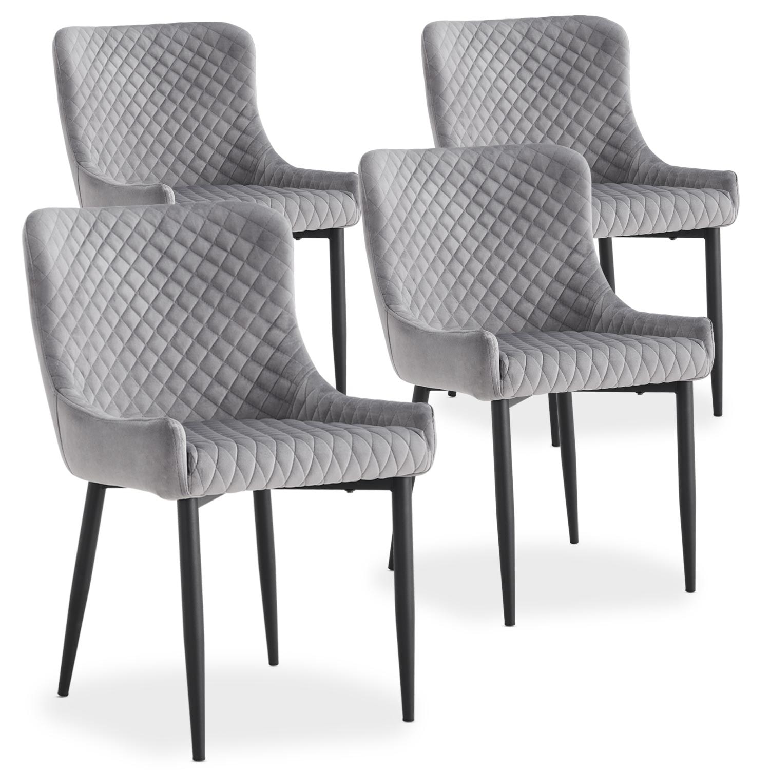 Lot de 4 chaises bellamy velours gris MENZZO