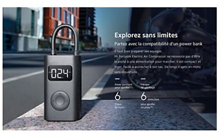 XIAOMI - Gonfleur électrique portable - Air Compressor 2 - Accessoires  Mobilité électrique - Rue du Commerce