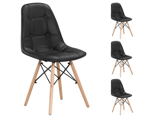 Lot de 4 Chaise de Cuisine Salle à Manger Design Assise rembourrée Pieds en  Bois Noir