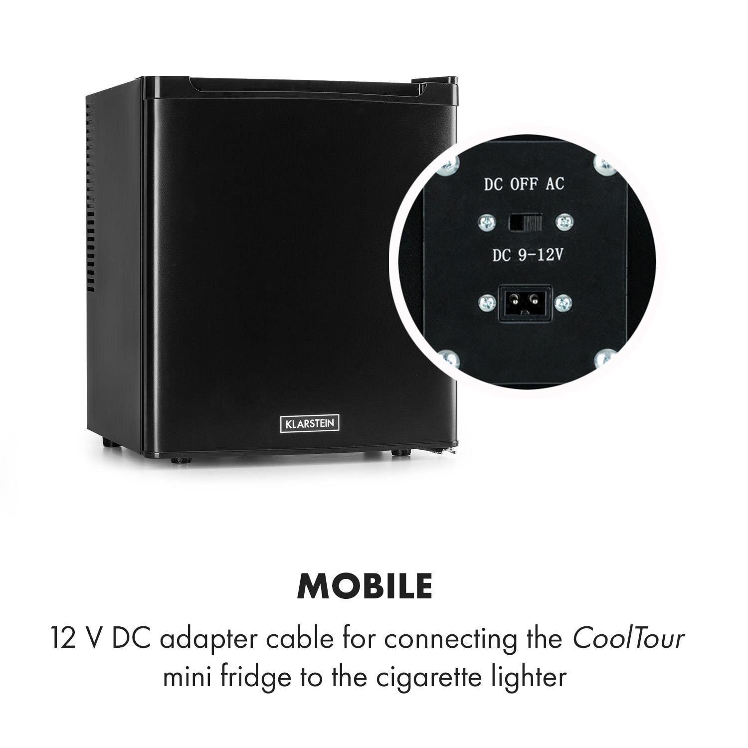 Câble adaptateur - klarstein cooltour12v - pour réfrigérateur - noir  KLARSTEIN