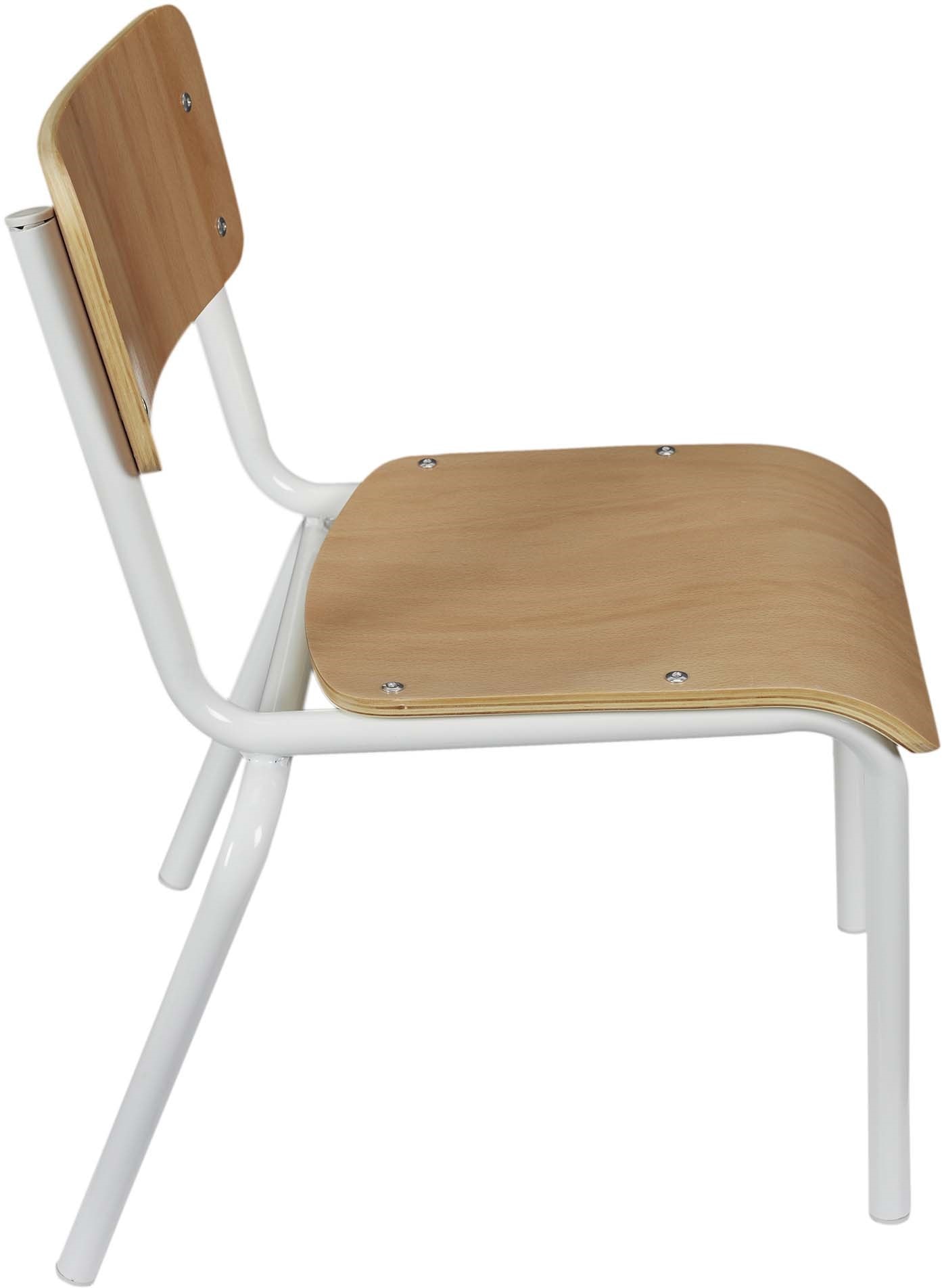Chaise écolier pour enfant en bois et métal (Blanc)