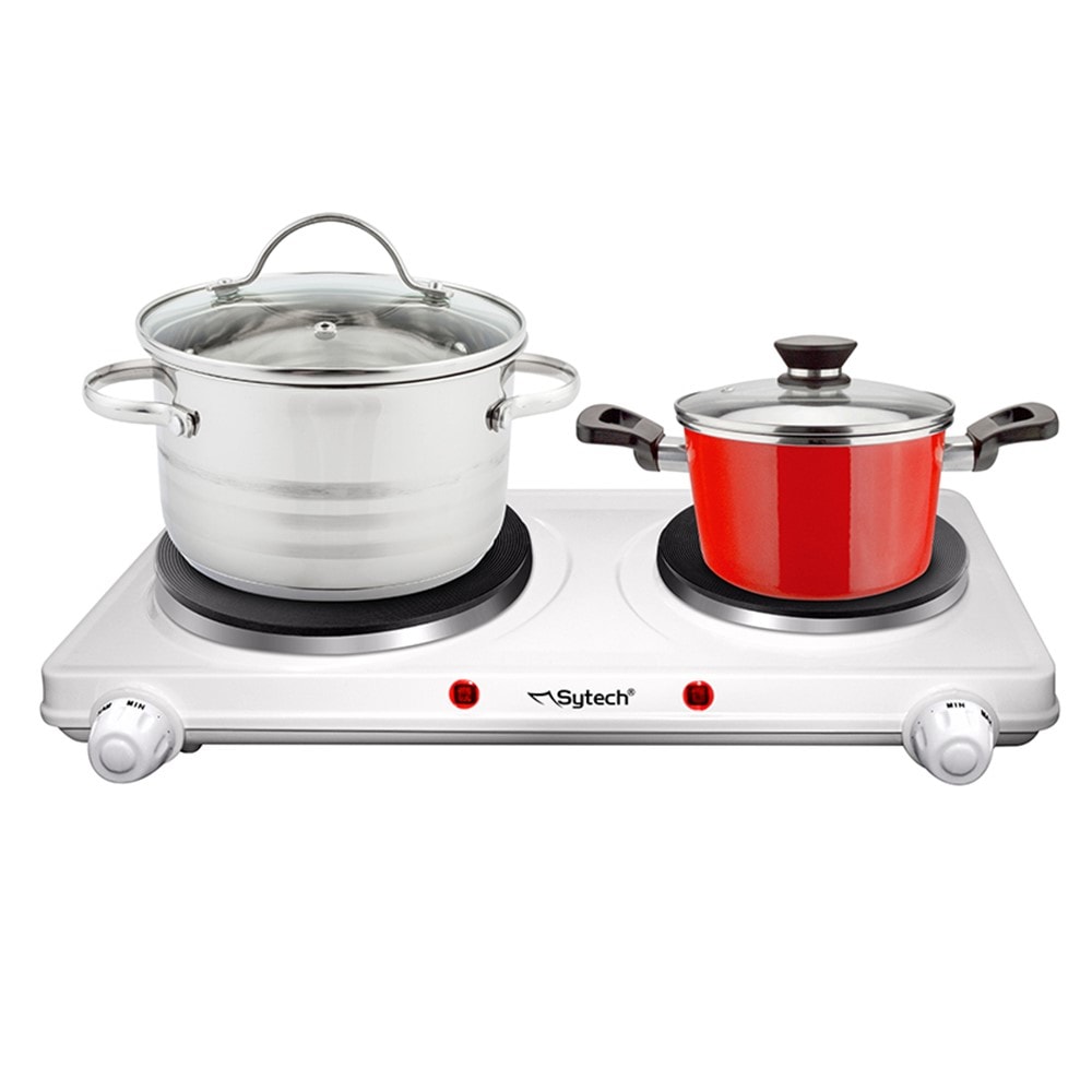 Double plaque électrique 1500w + 750w, blanc SYTECH