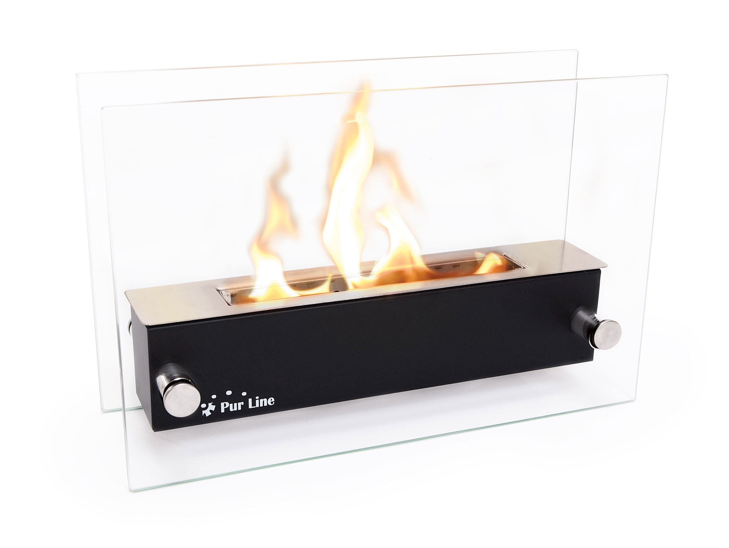 Cheminée bioéthanol de table en inox avec pare feu en verre trempé