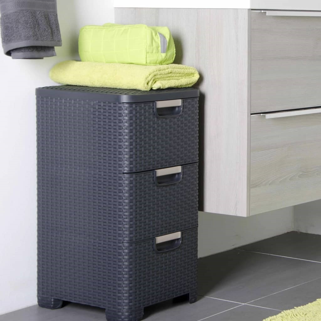 Curver armoire à tiroirs style 42 l anthracite CURVER Pas Cher