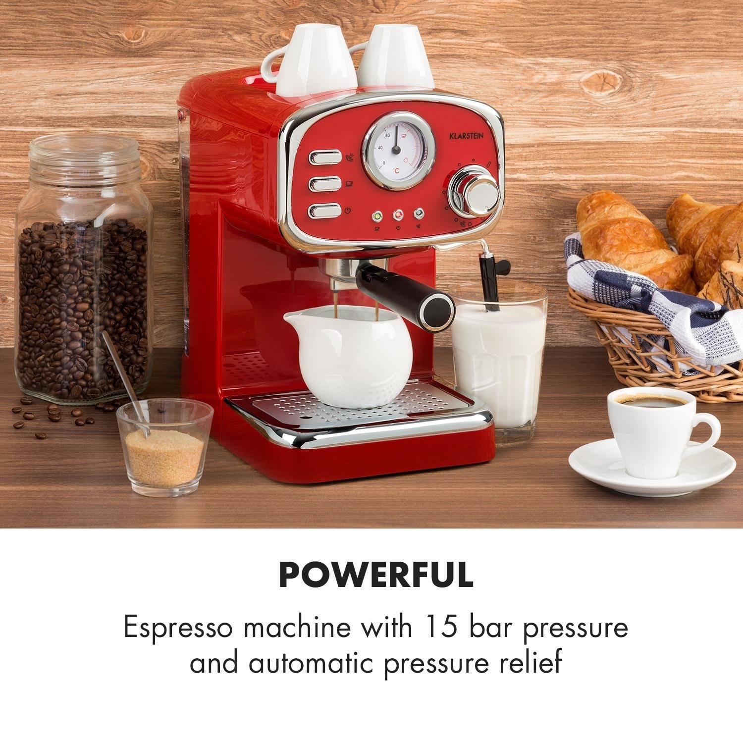Machine à espresso klarstein espressionata gusto 1100w réservoir