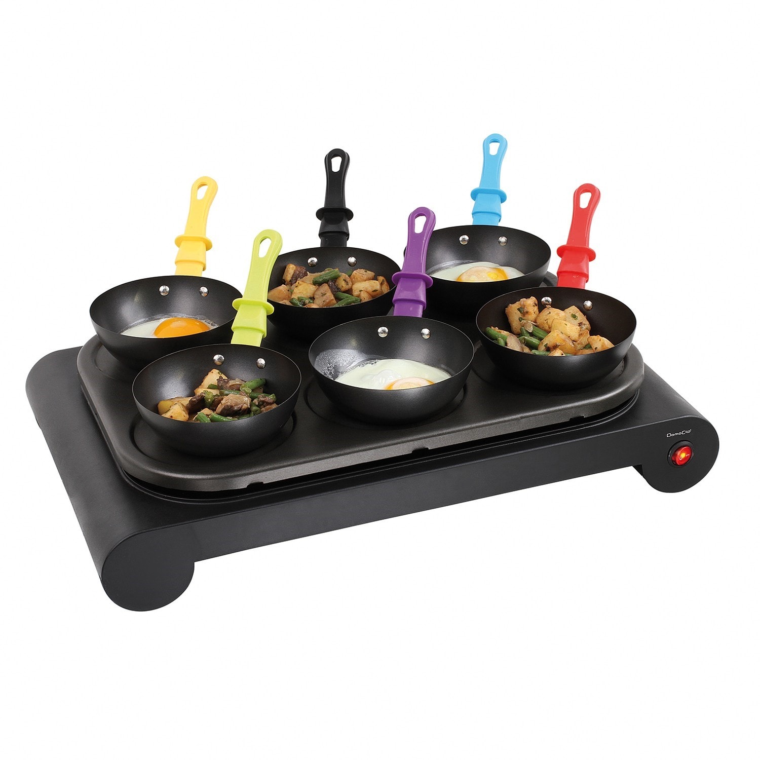 Set 3 en 1 mini woks, crêpière et grill + 6 woks + 6 spatules + louche