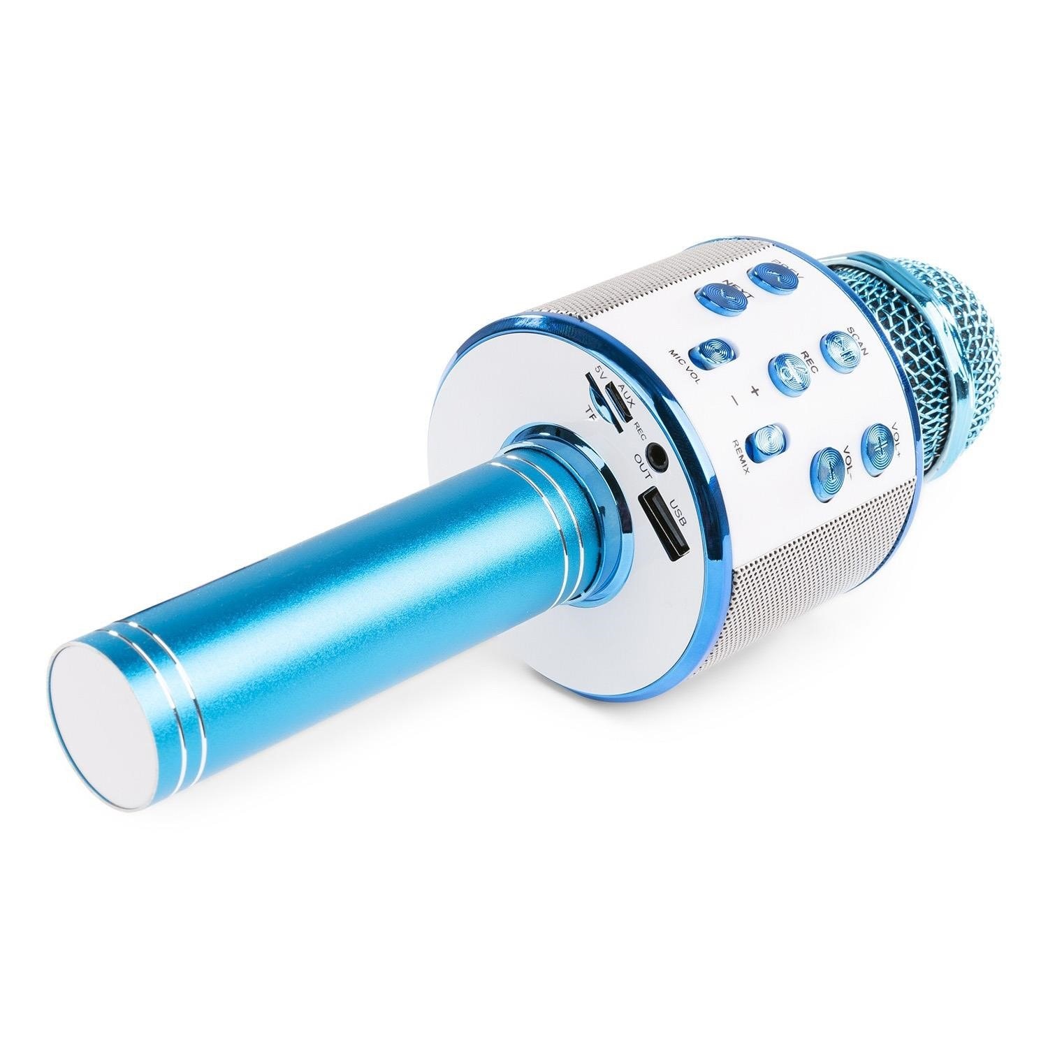 Max KM01 - Micro Karaoké Bluetooth avec Haut-Parleur Intégré, USB/SD - Bleu