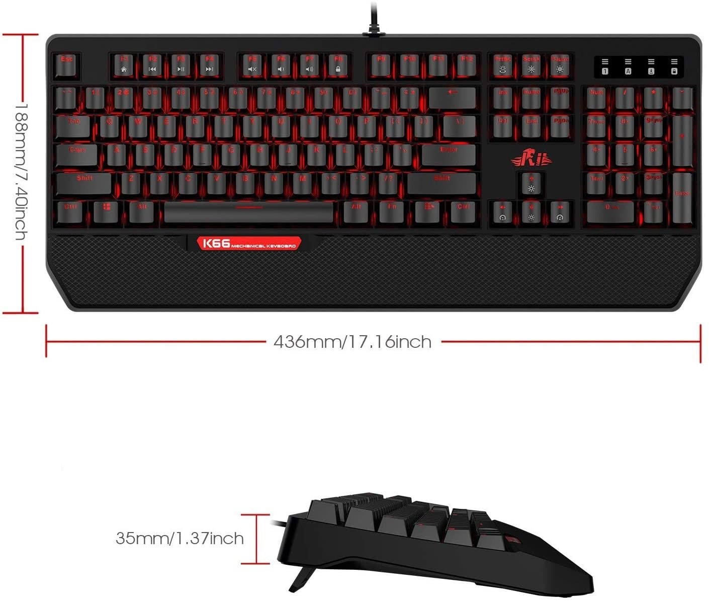 Lot De 2 Pieds De Rechange Pour Clavier Gaming (compatible K66, K68, K55) - Noir