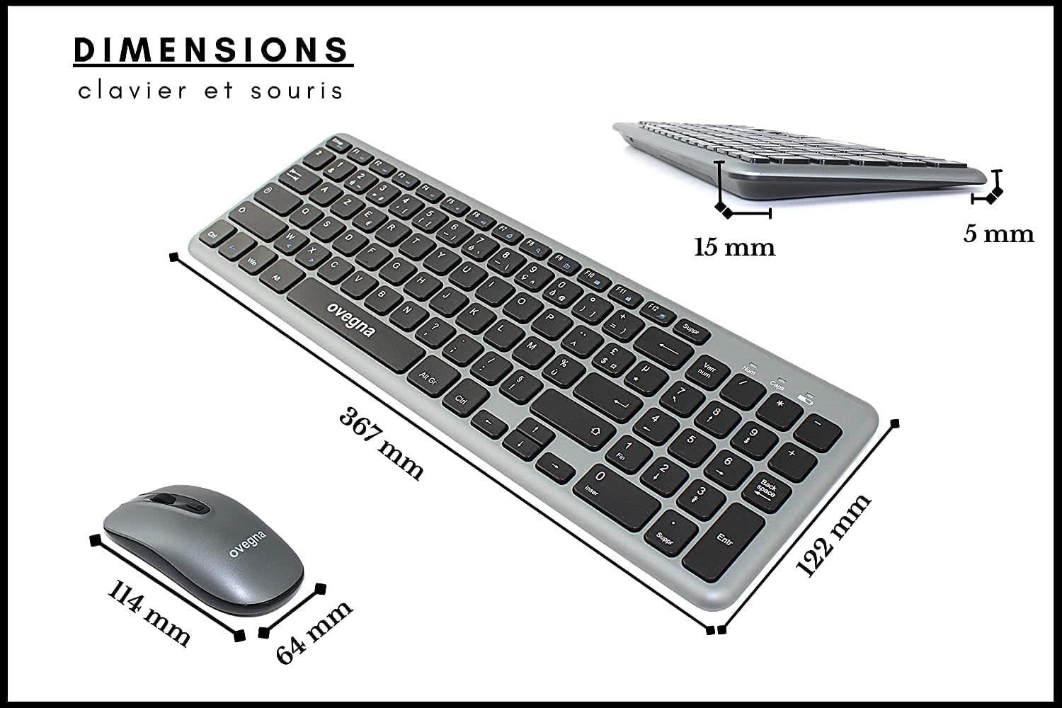 Ensemble Clavier Souris sans Fil, Connexion 2.4 GHz, 12 Touches Multimédia,  Clavier Azerty Compact, Silencieuse, Ultra Mince po[16] - Cdiscount  Informatique