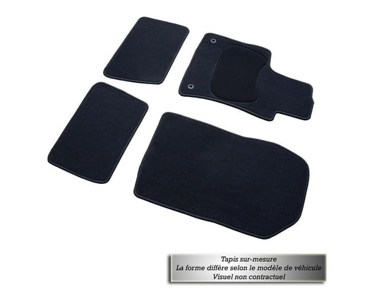 Jeu de tapis sur mesure moquette tuftée noire pour Citroën C4